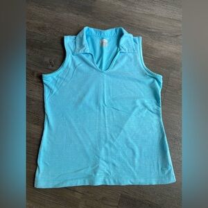 Columbia Womens Polo Sleeveless Top Collared V Neck Blue Petite Small Athleisure